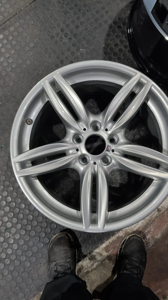 Silver split-spoke wheel